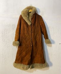 Brown Suede Shearling Coat