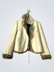 Cream faux fur lined jacket