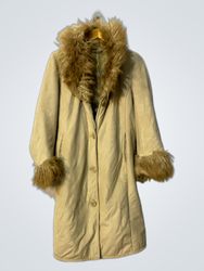 Tan Faux Fur Trimmed Coat