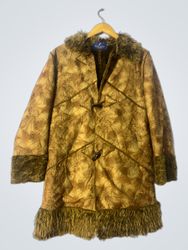 FUKANG Faux Fur Trimmed Coat