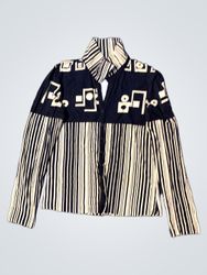 Saiko Black and White Striped and Patterned Long S..