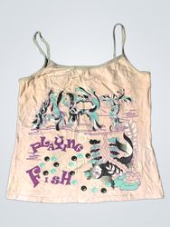 Pink Camisole with "Playing Fish" Graphic