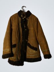 Brown Suede Shearling Lined Jacket