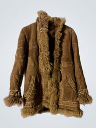 Brown Suede Shearling Lined Coat
