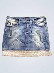 Bebe Denim Mini Skirt with Sequin Trim