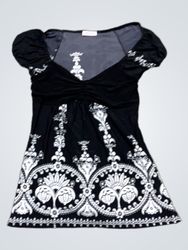 orsay black and white patterned top