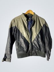 Two-tone leather jacket