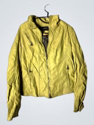 JILANI COLLECTION Women's Yellow Leather Jacket Si..