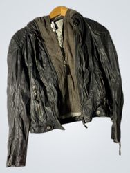 Black Leather Jacket with Hood