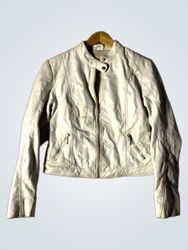 LAPEL Women's White Faux Leather Jacket
