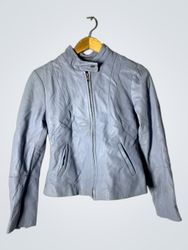 Seia Peles Light Blue Leather Jacket