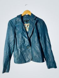 Senastudio Teal Leather Blazer