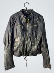 Black Leather Jacket with "it's a beautiful day" p..
