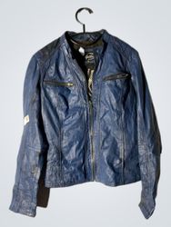 Gillie Women's Blue Leather Jacket Size 36