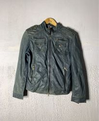 Blue Faux Leather Jacket