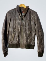 REDSKINS Men's Brown Leather Bomber Jacket