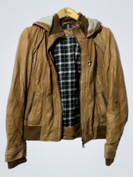 Next Leather Brown Hooded Jacket