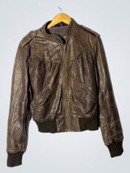 Silver Creek Brown Leather Bomber Jacket