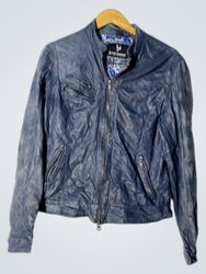 bruno banani blue leather jacket