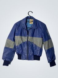 BIG BOSS CLAUDE paris Blue and Grey Leather Bomber..