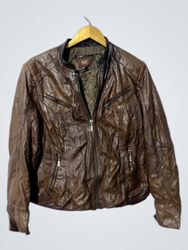 SAKI COLLECTION Brown Faux Leather Jacket