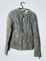 HUGO BOSS Grey Leather Biker Jacket