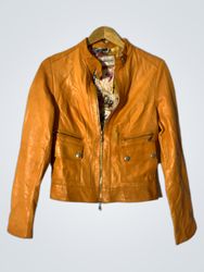 ROSSODISERA Orange Leather Jacket