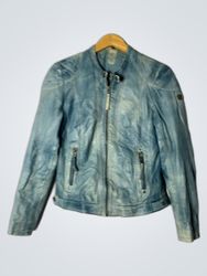 Moxy Blue Leather Biker Jacket