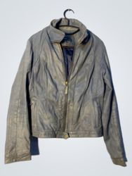 ARMA WOMEN Grey Leather Jacket