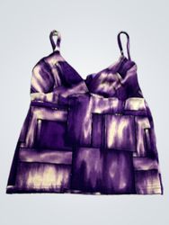 Purple and beige abstract print camisole