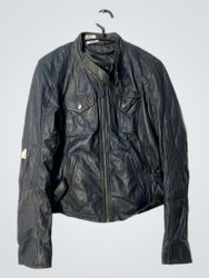 BALLY Black Leather Biker Jacket