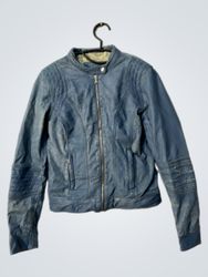 Combipel Blue Leather Biker Jacket