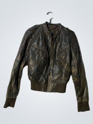 Brown Leather Bomber Jacket