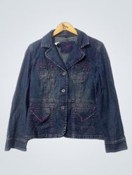 Puntadistyle Denim Jacket with Pink Stitching
