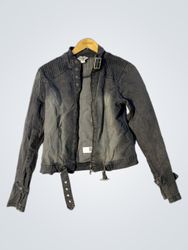 Denim Jacket with Buckles and Belt