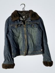 Coffee Shop Xtrema-Air Denim Jacket with Fur Trim