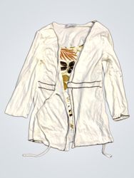 White cardigan with floral print