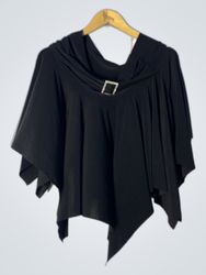 Black draped top with embellishment