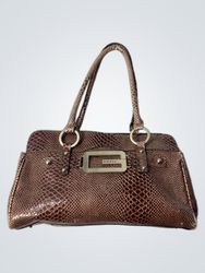Brown Snake Print Shoulder Bag