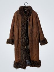 Brown Suede and Fur Coat