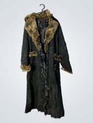 Black Fur Trimmed Long Coat