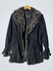 SOFTY COLLECTION Black Faux Fur Trimmed Coat