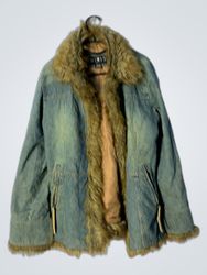 MIXIT Women's Denim Fur Trimmed Jacket