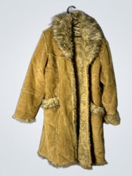 LIYIHONG Faux Fur Lined Suede Coat