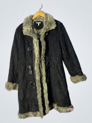 Steilmann Women's Black Faux Suede Faux Fur Trimme..