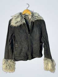 Tammy Denim Jacket with Faux Fur Collar and Cuffs