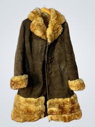 Brown Suede and Fur Trimmed Coat