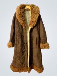 Brown Suede Shearling Coat