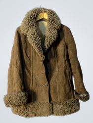 Brown Suede Shearling Lined Coat
