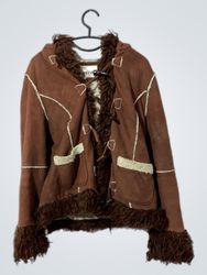 Heaven Brown Suede Faux Fur Lined Hooded Jacket